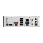 Rear I/O panel with multiple USB ports, Ethernet, USB-C, and audio jacks along with antenna connectors on the right side